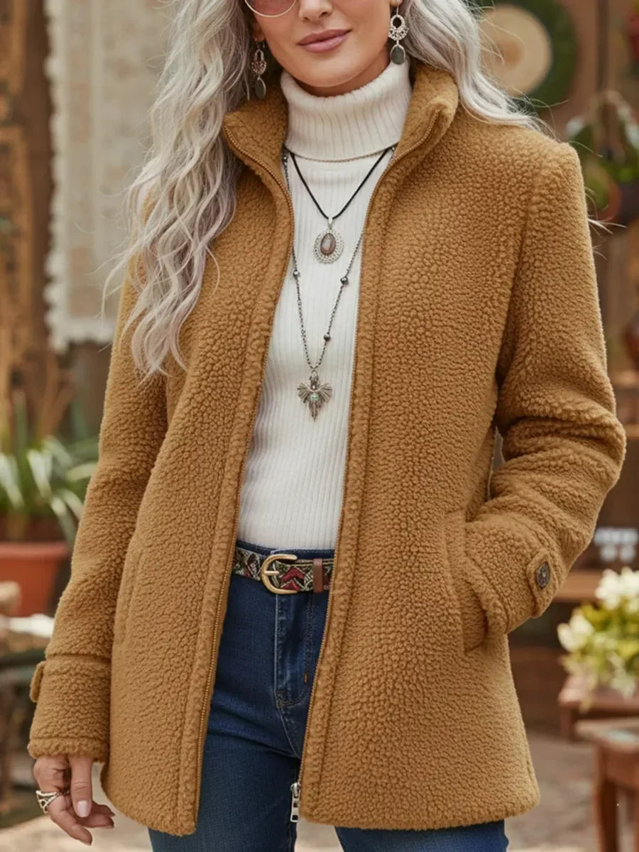 Carissa | Full-Zip Lambswool-Feel Stand Collar Jacket