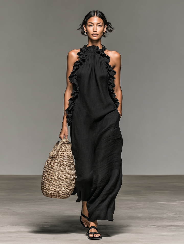 Fedra | Sleeveless Ruffle-Detail Maxi Dress