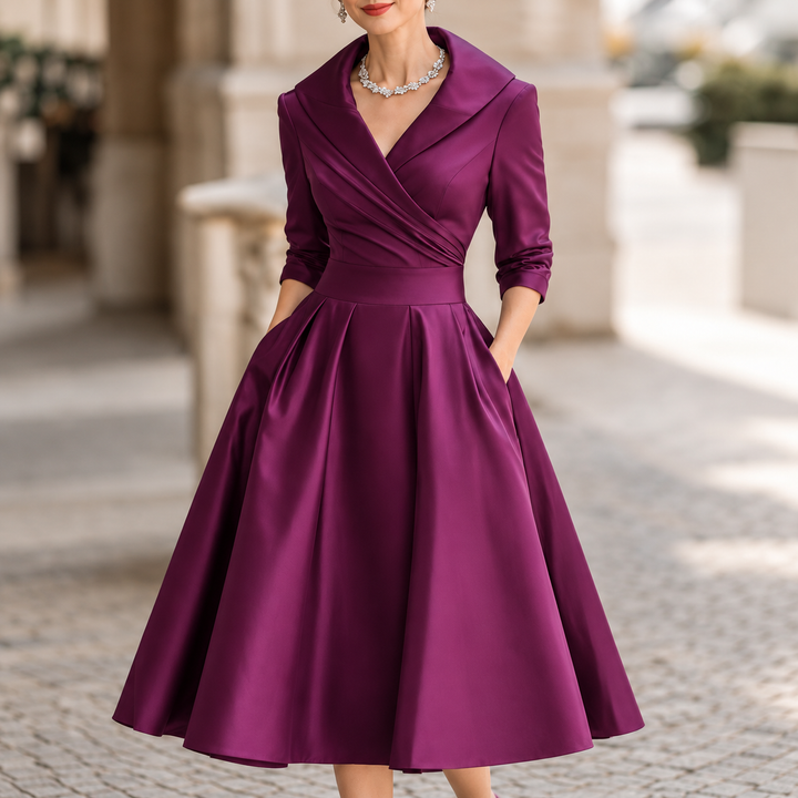 Vivienne | Wrap Shawl Collar Midi Dress