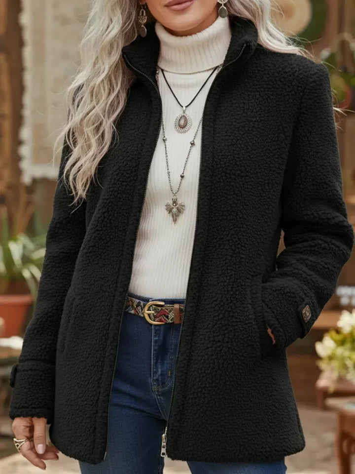 Carissa | Full-Zip Lambswool-Feel Stand Collar Jacket