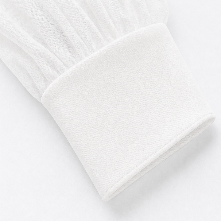 Ivory | Elegant Mesh Sleeve Midi Dress