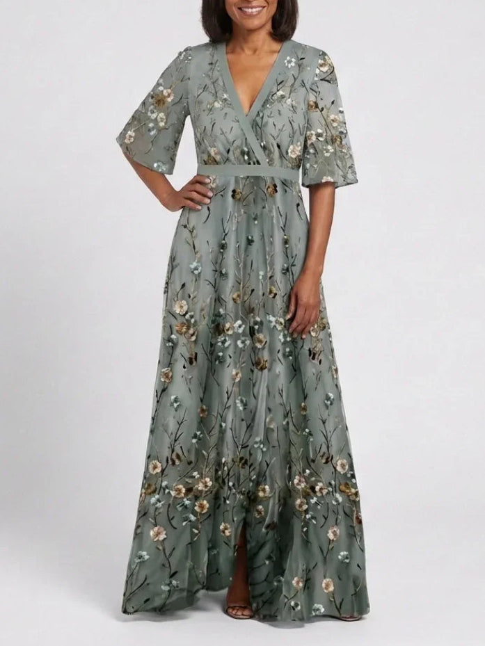 Evadne | Floral Short-Sleeve Maxi Dress