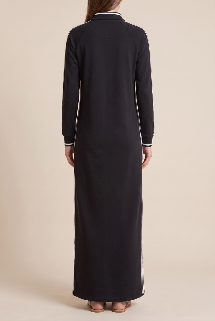 Barbara | White-Trimmed Maxi Sweatshirt Dress