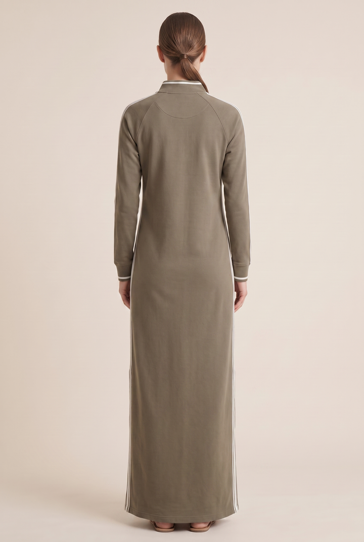 Barbara | White-Trimmed Maxi Sweatshirt Dress