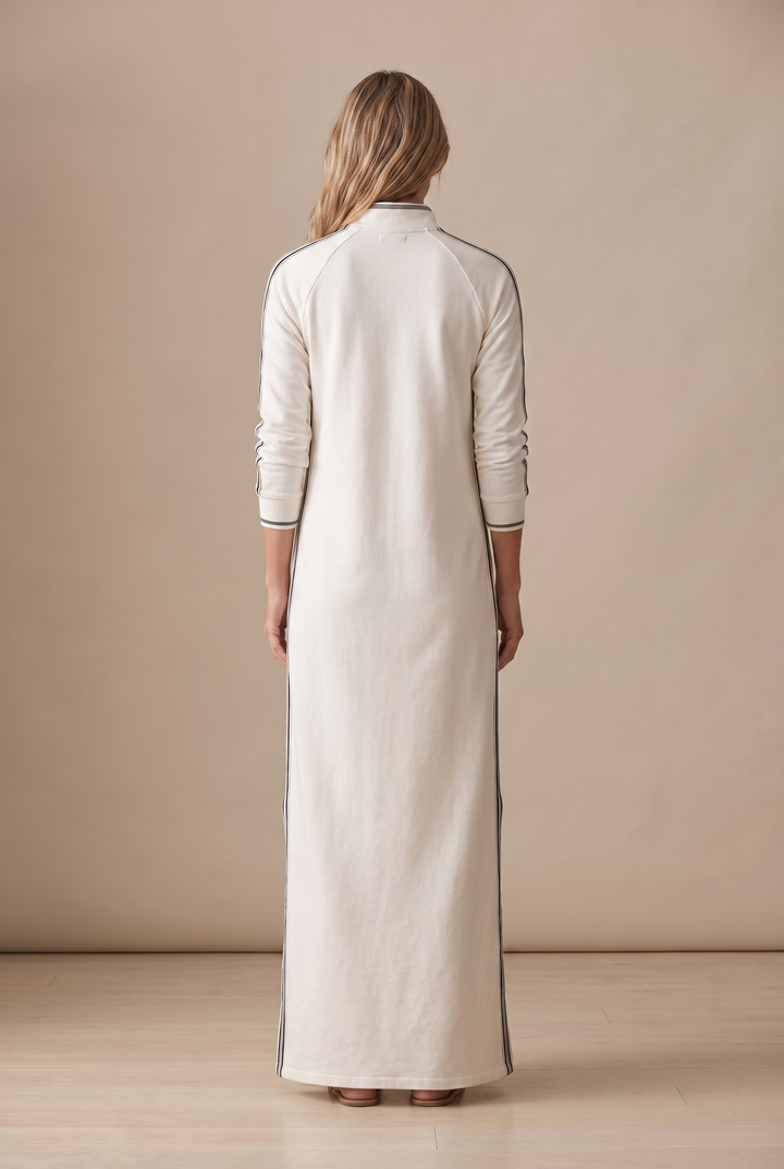 Barbara | White-Trimmed Maxi Sweatshirt Dress