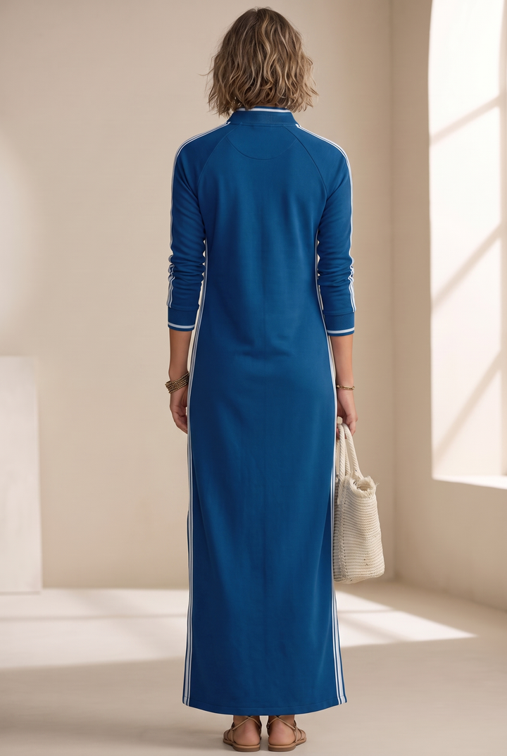 Barbara | White-Trimmed Maxi Sweatshirt Dress