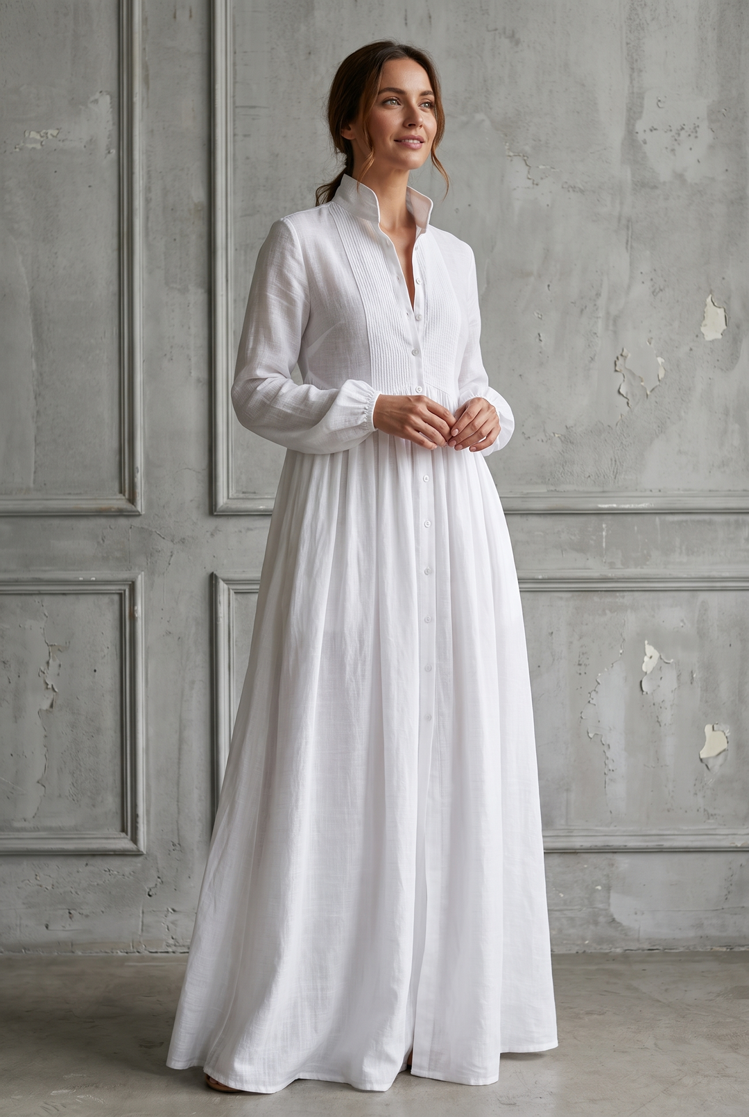 Diane | Patchwork Stand-Collar Maxi Dress