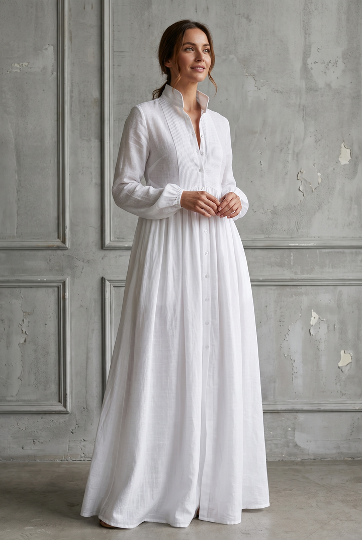 Diane | Patchwork Stand-Collar Maxi Dress
