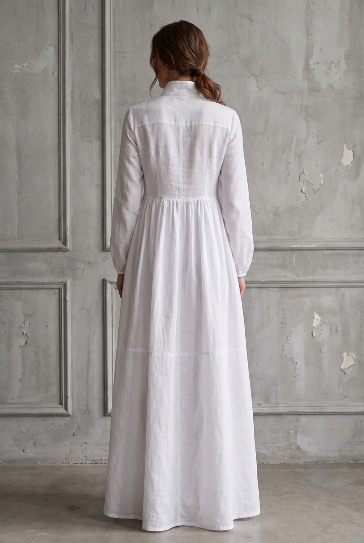 Diane | Patchwork Stand-Collar Maxi Dress