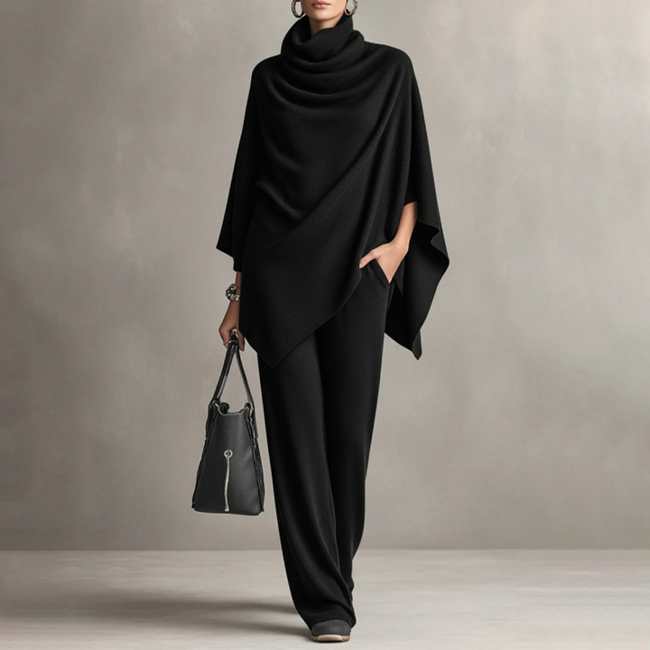 Audrey | Velvet Cape & Fluid Pants Set