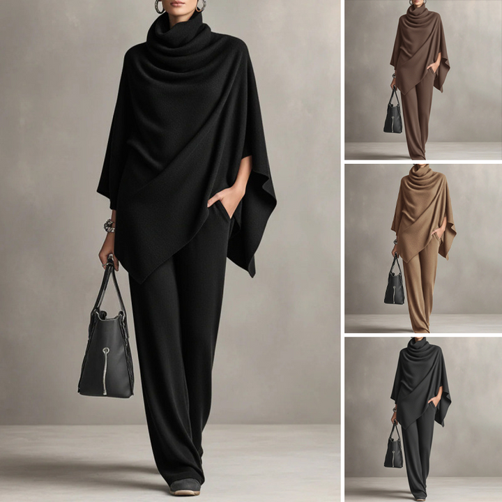 Audrey | Velvet Cape & Fluid Pants Set