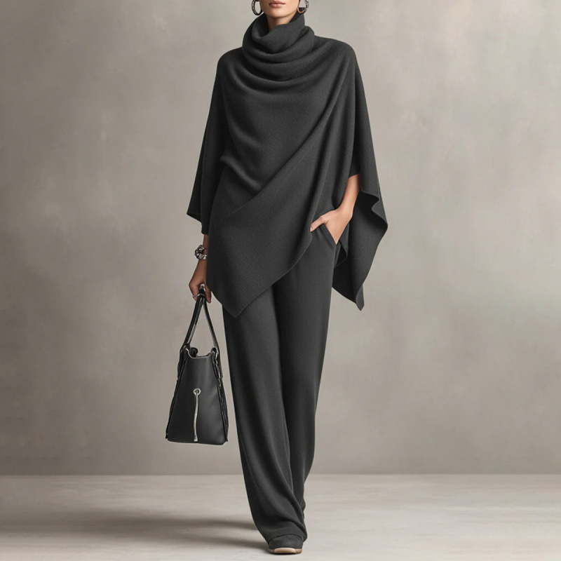 Audrey | Velvet Cape & Fluid Pants Set