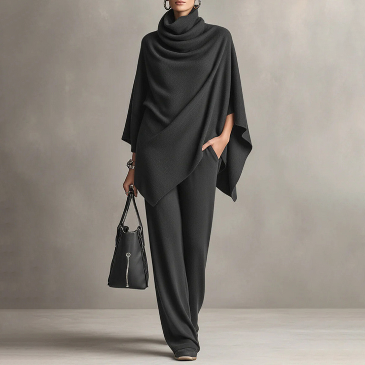 Audrey | Velvet Cape & Fluid Pants Set