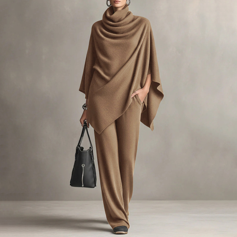 Audrey | Velvet Cape & Fluid Pants Set