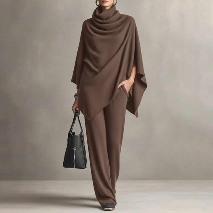 Audrey | Velvet Cape & Fluid Pants Set